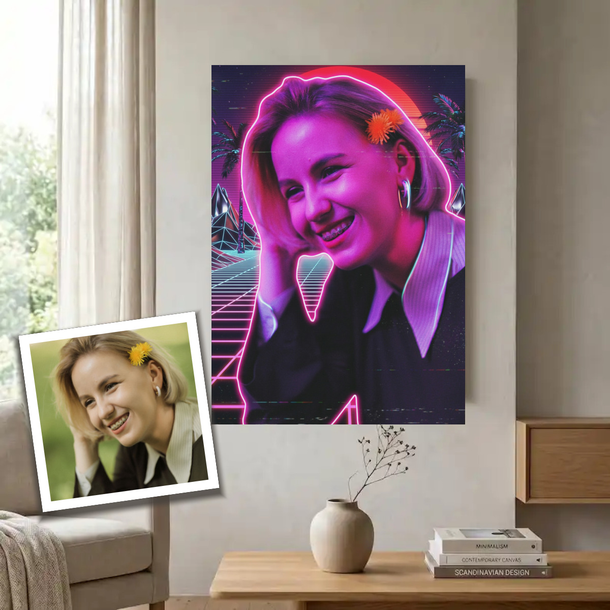 Synthwave / 80s neon portret