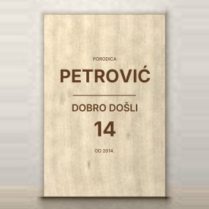 Kućna tabla na drvetu — gravura