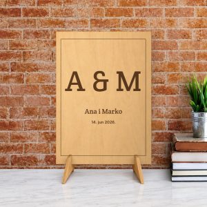 Monogram i datum — drvo