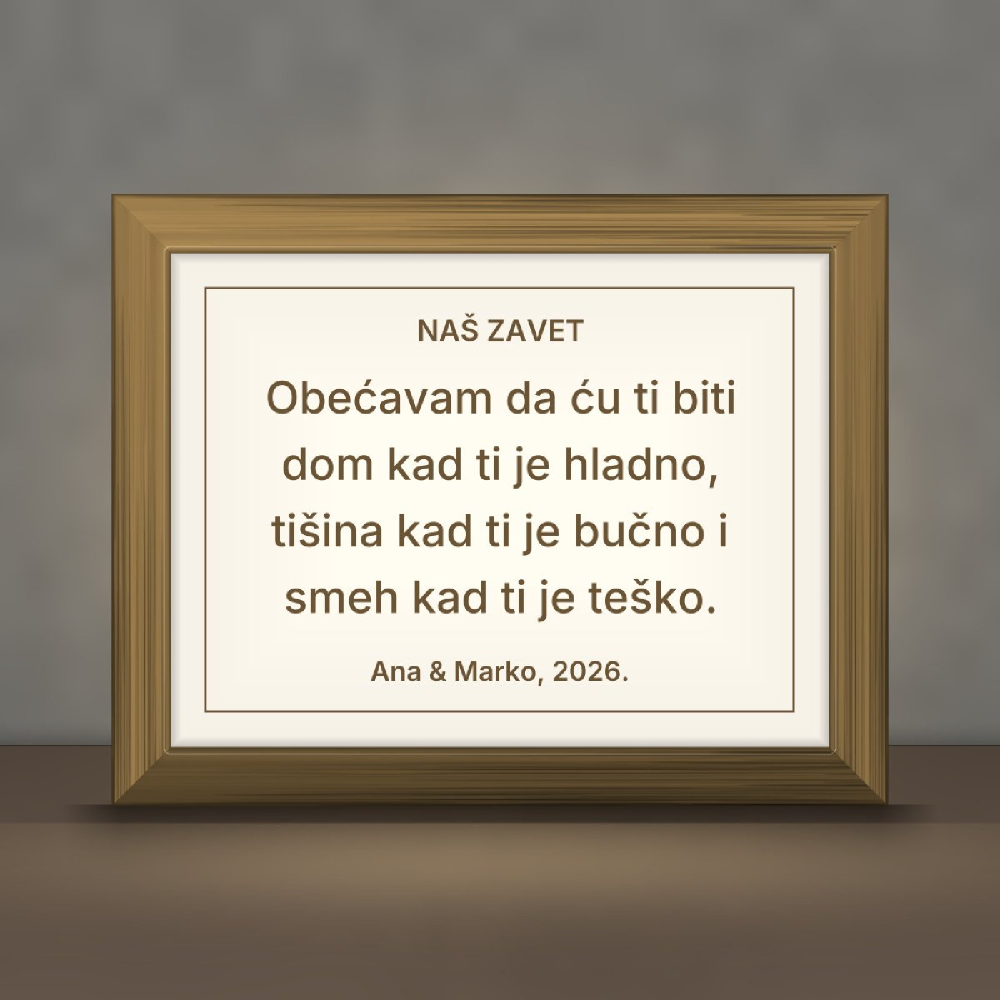 Citat ili zavet — svetleći ram, položeno