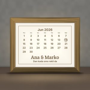 Kalendar sa našim danom — svetleći ram, položeno